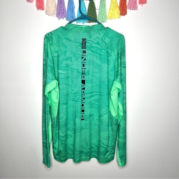 Under Armour Green Patterned Pullover 1/4 Zip Long Sleeve Athletic Top Large - Picture 9 of 12